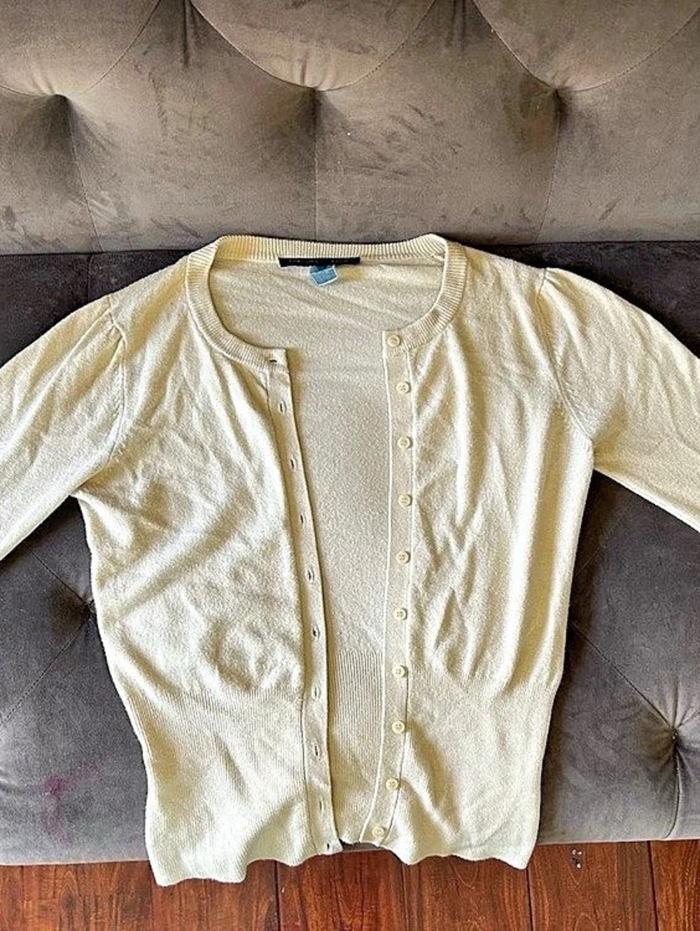 French Connection Cream Button-Front Cardigan Size Medium